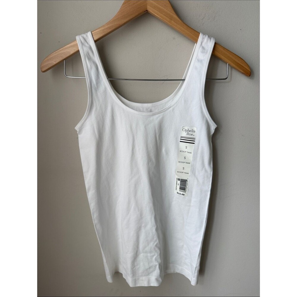 Ophelia Roe White Scoop Neck Seamless Tank Top Stretch Layering Basic NWT